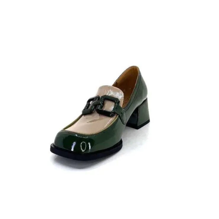 noa harmon 9581-M01 Ben Cuir Vernis Vert*Femme Mocassins