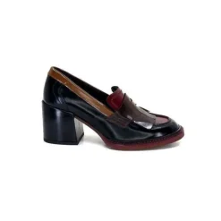 Pertini 32321 D4 Cuir Glace Noir Bordeaux*Femme Mocassins