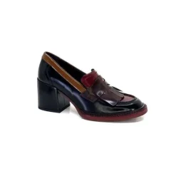 Pertini 32321 D4 Cuir Glace Noir Bordeaux*Femme Mocassins