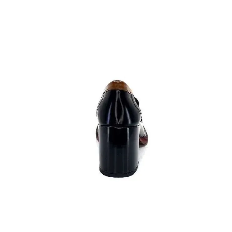 Pertini 32321 D4 Cuir Glace Noir Bordeaux*Femme Mocassins