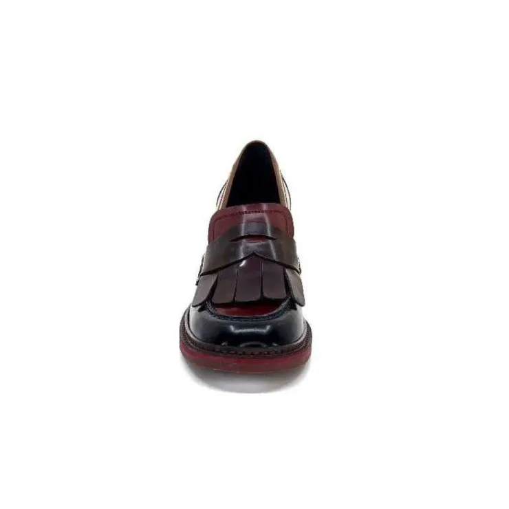 Pertini 32321 D4 Cuir Glace Noir Bordeaux*Femme Mocassins