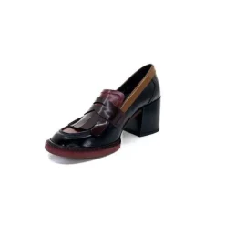 Pertini 32321 D4 Cuir Glace Noir Bordeaux*Femme Mocassins