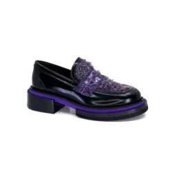 Pertini 32416 D7 Cuir Noir Violet*Femme Mocassins