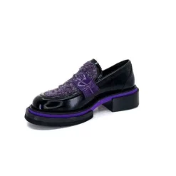 Pertini 32416 D7 Cuir Noir Violet*Femme Mocassins