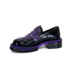 Pertini 32416 D7 Cuir Noir Violet*Femme Mocassins