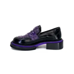 Pertini 32416 D7 Cuir Noir Violet*Femme Mocassins