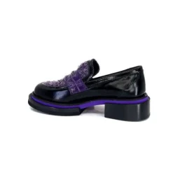 Pertini 32416 D7 Cuir Noir Violet*Femme Mocassins