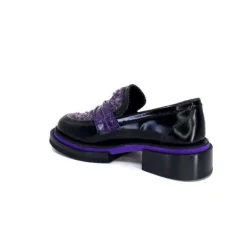 Pertini 32416 D7 Cuir Noir Violet*Femme Mocassins