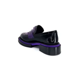 Pertini 32416 D7 Cuir Noir Violet*Femme Mocassins