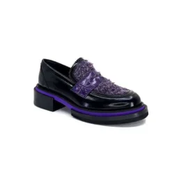 Pertini 32416 D7 Cuir Noir Violet*Femme Mocassins