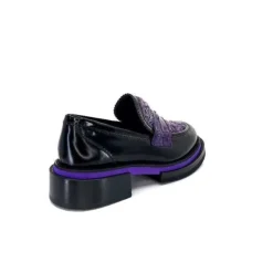 Pertini 32416 D7 Cuir Noir Violet*Femme Mocassins