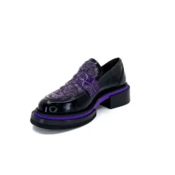 Pertini 32416 D7 Cuir Noir Violet*Femme Mocassins