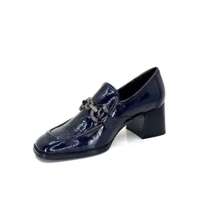 Regarde Le Ciel Vanessa 02 Cuir Vernis Bleu Marine*Femme Mocassins