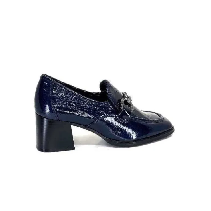 Regarde Le Ciel Vanessa 02 Cuir Vernis Bleu Marine*Femme Mocassins