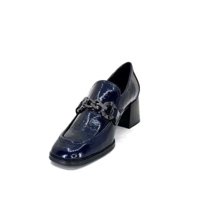 Regarde Le Ciel Vanessa 02 Cuir Vernis Bleu Marine*Femme Mocassins