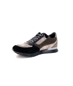 Requin Reqins Electra Mix Daim Noir, Gris Cuir Acier & Cuir Vernis Noir*Femme Baskets