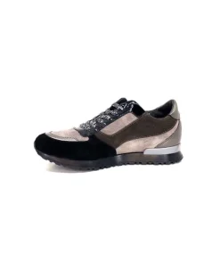 Requin Reqins Electra Mix Daim Noir, Gris Cuir Acier & Cuir Vernis Noir*Femme Baskets