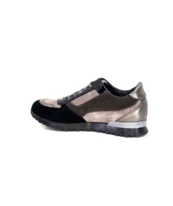 Requin Reqins Electra Mix Daim Noir, Gris Cuir Acier & Cuir Vernis Noir*Femme Baskets