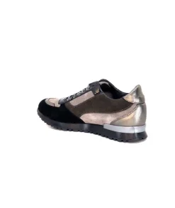 Requin Reqins Electra Mix Daim Noir, Gris Cuir Acier & Cuir Vernis Noir*Femme Baskets