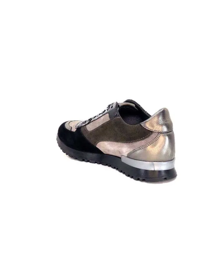 Requin Reqins Electra Mix Daim Noir, Gris Cuir Acier & Cuir Vernis Noir*Femme Baskets