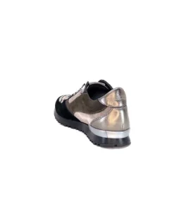 Requin Reqins Electra Mix Daim Noir, Gris Cuir Acier & Cuir Vernis Noir*Femme Baskets