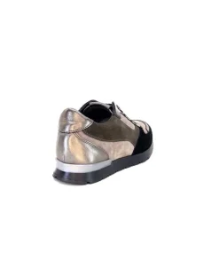 Requin Reqins Electra Mix Daim Noir, Gris Cuir Acier & Cuir Vernis Noir*Femme Baskets