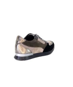 Requin Reqins Electra Mix Daim Noir, Gris Cuir Acier & Cuir Vernis Noir*Femme Baskets
