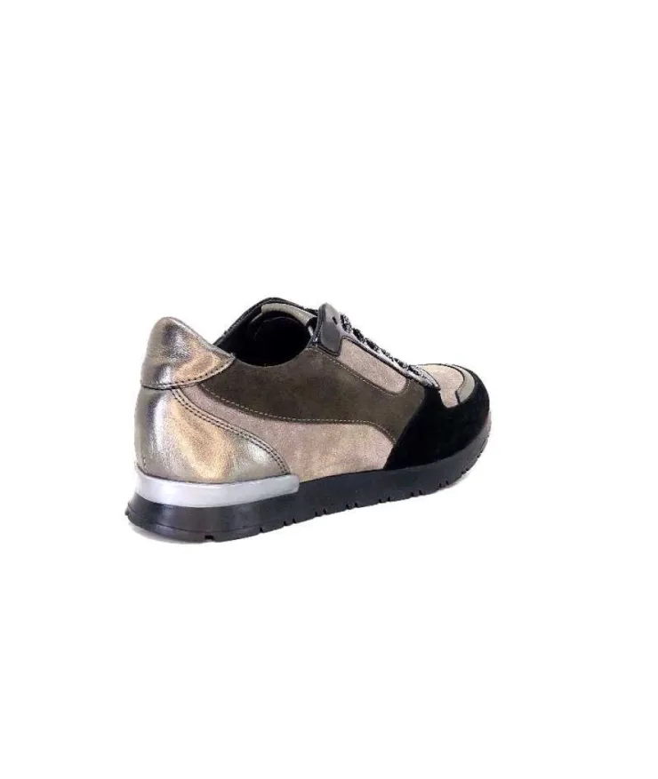 Requin Reqins Electra Mix Daim Noir, Gris Cuir Acier & Cuir Vernis Noir*Femme Baskets
