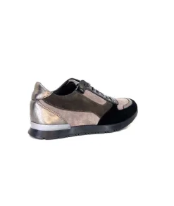 Requin Reqins Electra Mix Daim Noir, Gris Cuir Acier & Cuir Vernis Noir*Femme Baskets