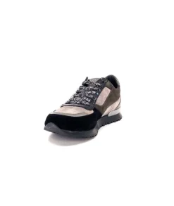 Requin Reqins Electra Mix Daim Noir, Gris Cuir Acier & Cuir Vernis Noir*Femme Baskets