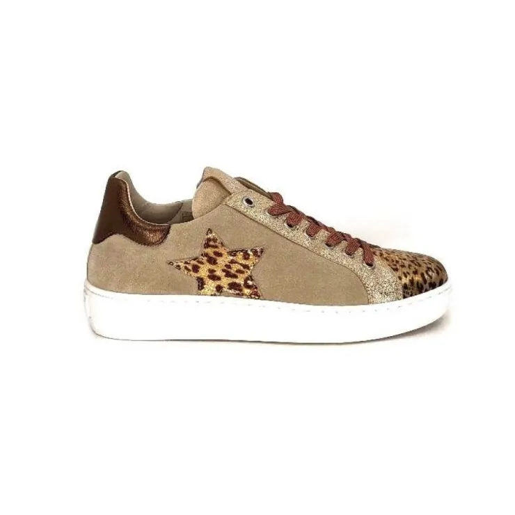 Requin Reqins Sun Stella Mix Cuir Daim Beige*Femme Baskets