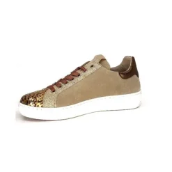 Requin Reqins Sun Stella Mix Cuir Daim Beige*Femme Baskets