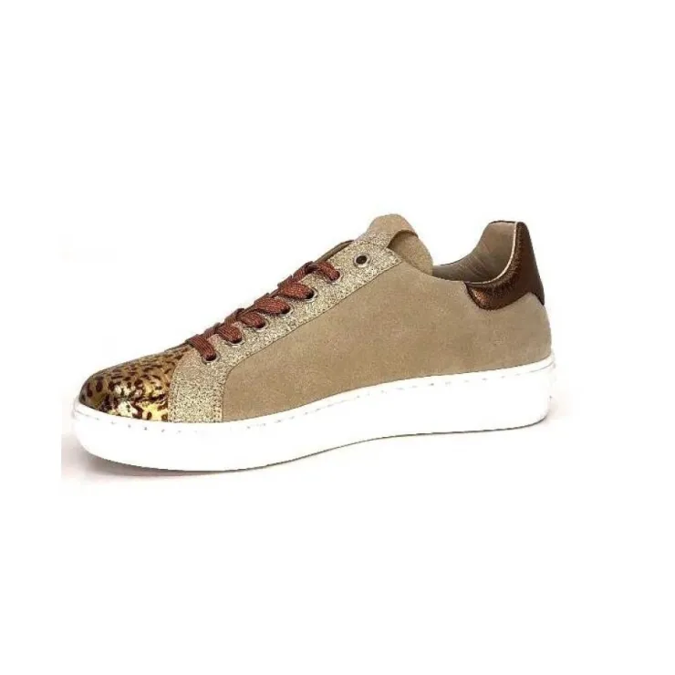 Requin Reqins Sun Stella Mix Cuir Daim Beige*Femme Baskets