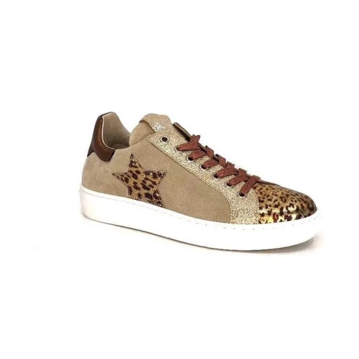 Requin Reqins Sun Stella Mix Cuir Daim Beige*Femme Baskets
