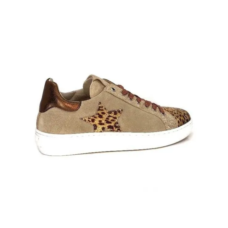 Requin Reqins Sun Stella Mix Cuir Daim Beige*Femme Baskets
