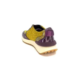 Requin Reqins Urania Mix Cuir Violet Textile Moutarde*Femme Baskets