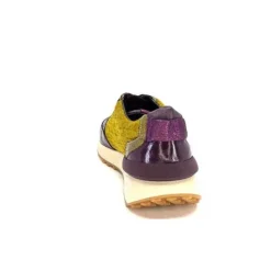 Requin Reqins Urania Mix Cuir Violet Textile Moutarde*Femme Baskets