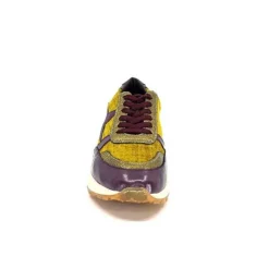 Requin Reqins Urania Mix Cuir Violet Textile Moutarde*Femme Baskets