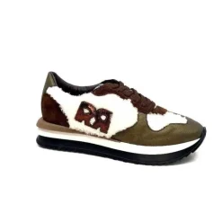Requin Reqins Urielle Cuir Marron Textile Ecru*Femme Baskets