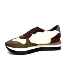 Requin Reqins Urielle Cuir Marron Textile Ecru*Femme Baskets
