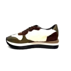 Requin Reqins Urielle Cuir Marron Textile Ecru*Femme Baskets