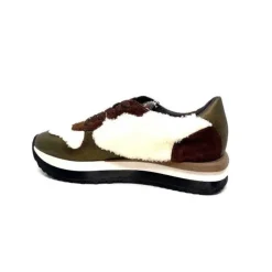 Requin Reqins Urielle Cuir Marron Textile Ecru*Femme Baskets