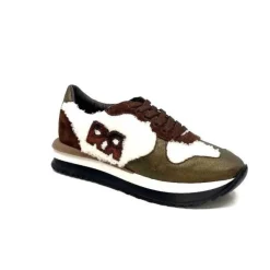 Requin Reqins Urielle Cuir Marron Textile Ecru*Femme Baskets
