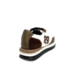 Requin Reqins Urielle Cuir Marron Textile Ecru*Femme Baskets