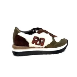 Requin Reqins Urielle Cuir Marron Textile Ecru*Femme Baskets