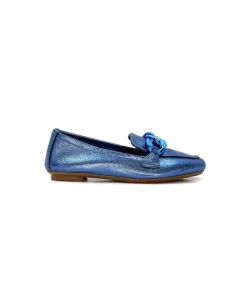 Requin s Hartega Cuir Metal Bleu*Femme Mocassins