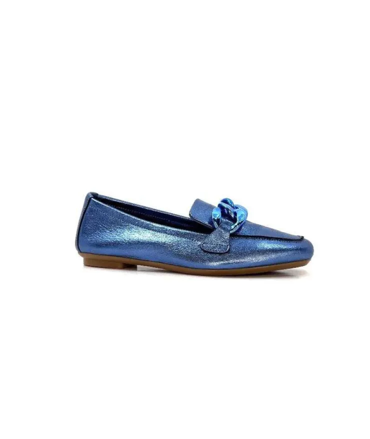 Requin s Hartega Cuir Metal Bleu*Femme Mocassins