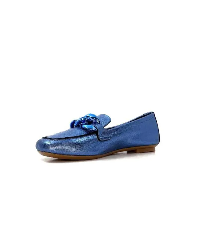 Requin s Hartega Cuir Metal Bleu*Femme Mocassins