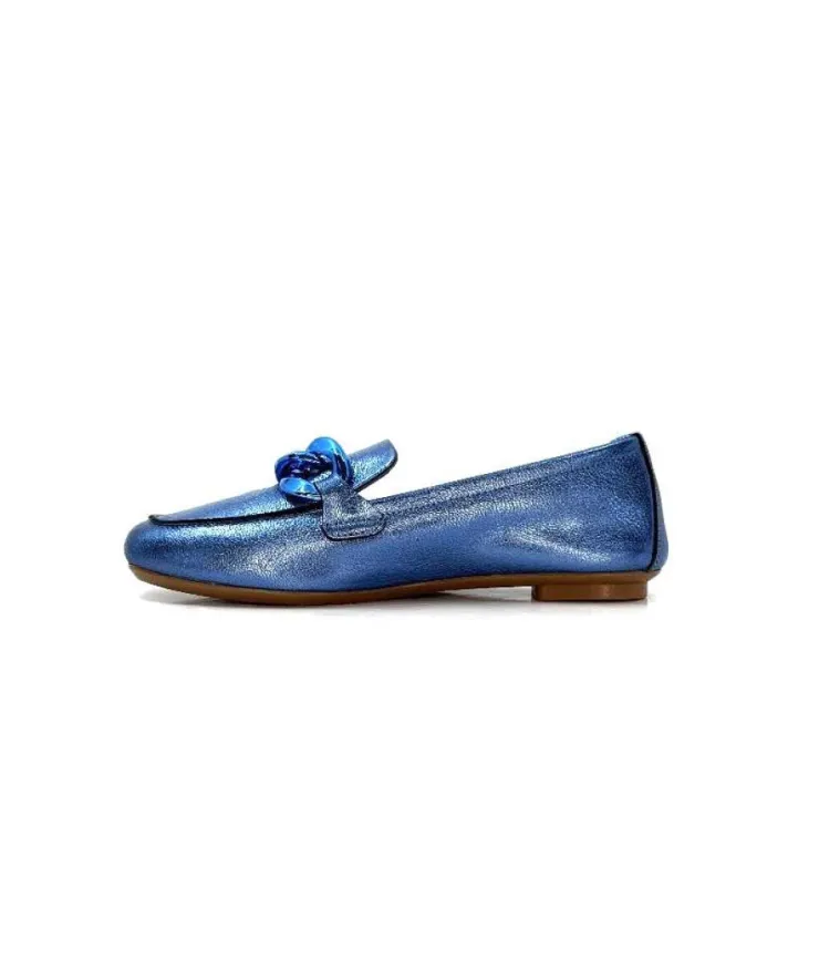 Requin s Hartega Cuir Metal Bleu*Femme Mocassins