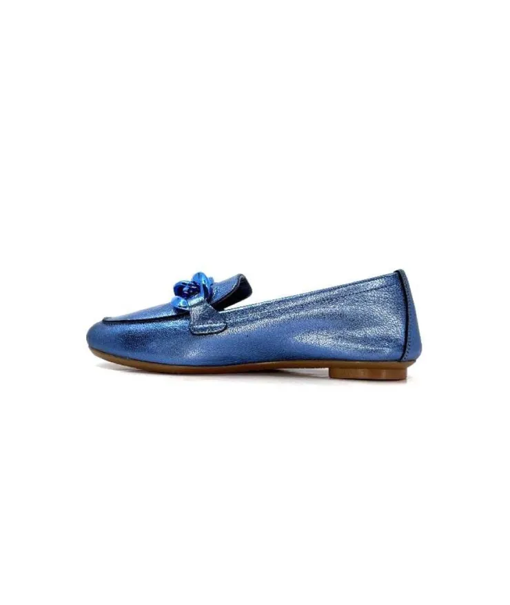 Requin s Hartega Cuir Metal Bleu*Femme Mocassins
